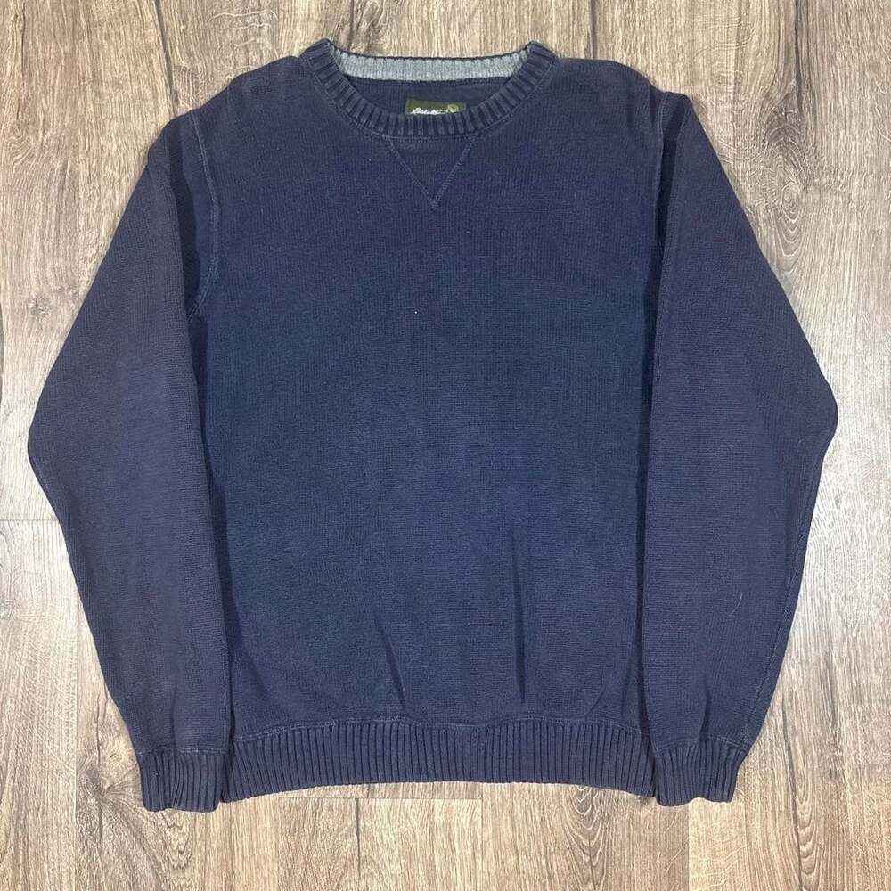 Eddie Bauer Cotton Sweater Size L Blue Crewneck Vintage